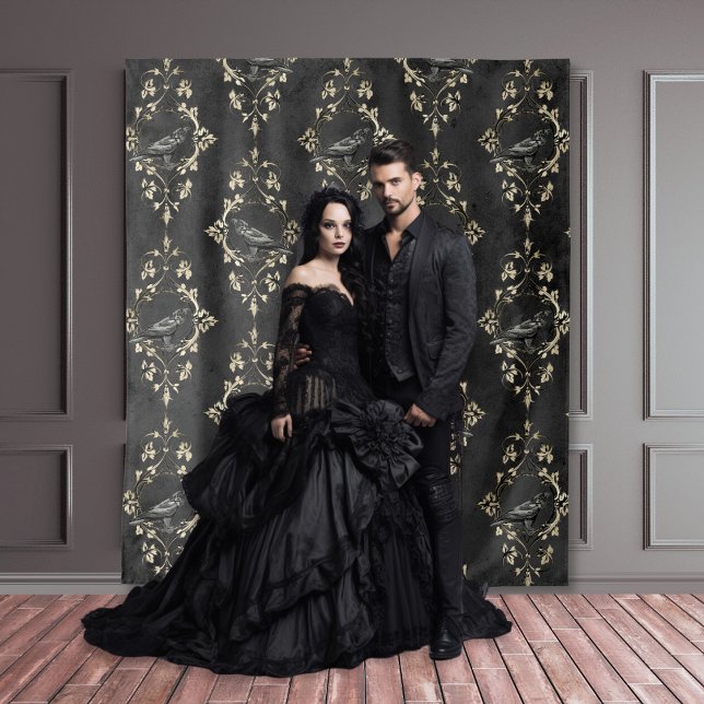 Gótica Moody Damask Black & Dourada Tapeçaria (Criador carregado)