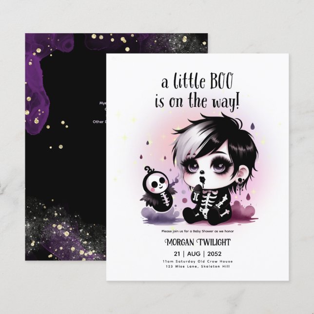 Gótico Baby Boy Ghost Little Boo no Caminho (Frente/Verso)