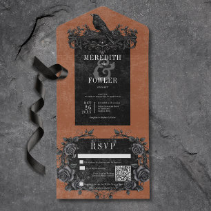 Gótico Corvo Negro & Rosas Enferrujadas Código QR