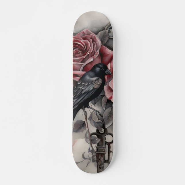 Gótico Corvo & Rosas Skateboard  (Frente)