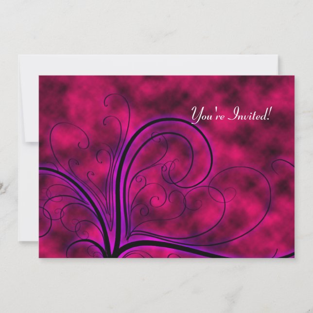 Gótico de tempestade rosa quente doce 16 convite (Frente)