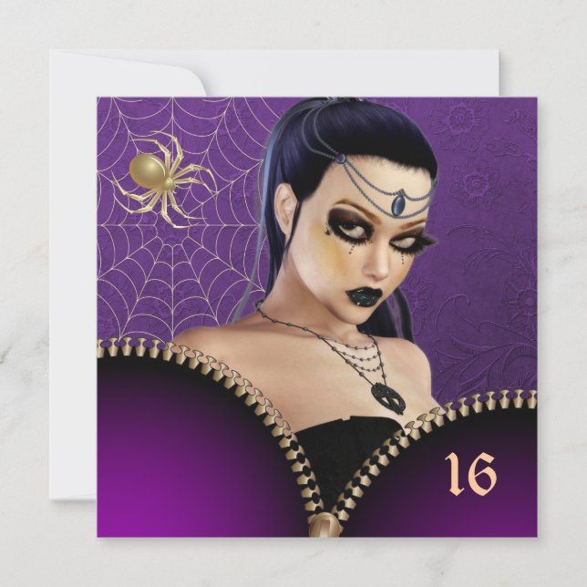 Gótico Rapariga Doce Dezesseis Convite (Frente)