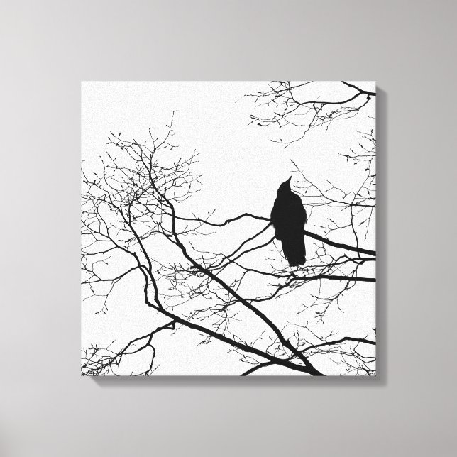 Gótico Raven em uma Canvas de Arte de Ramificação  (Frente)