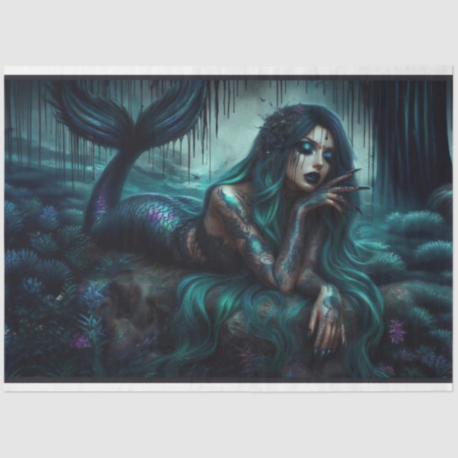 Gótico Sereia Papel de Tecido Noturno (Frente )