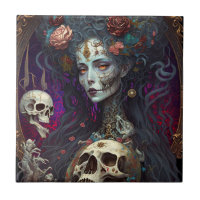Gótico Skull Zombie Mulher Gótica