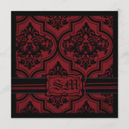 Gótico Vermelho Casamento tema damasco - Convites