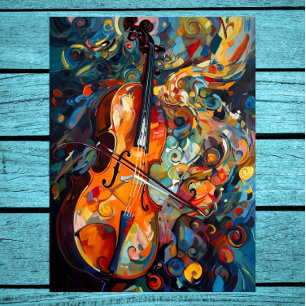 Gouache Art Colorous Cello Poster Impressão