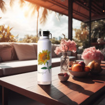 Gourde bouteille d'eau tournesol jaune aquarelle