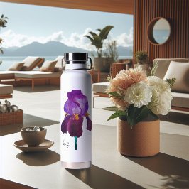 Gourde bouteille fleur iris violet aquarelle