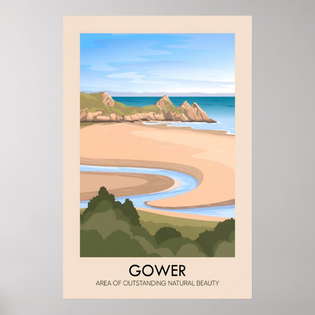 Gower AONB Travel Poster (Frente)
