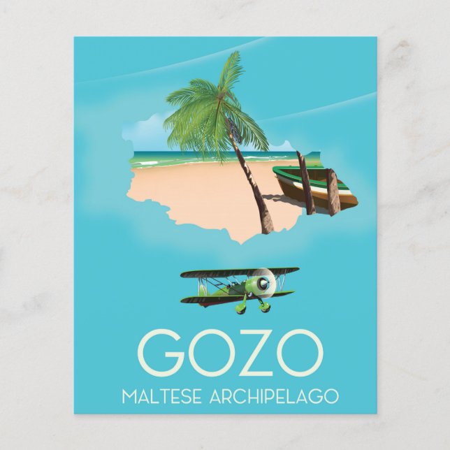 Gozo, arquipélago maltês Mapa Cartaz de viagem. (Frente)