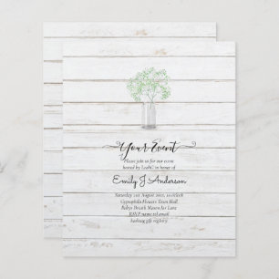 GPE Gypsophila Mason Jar moderno casamento mínimo