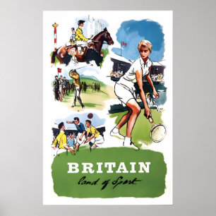 Grã-Bretanha Vintage Terra do Esporte Poster Britâ