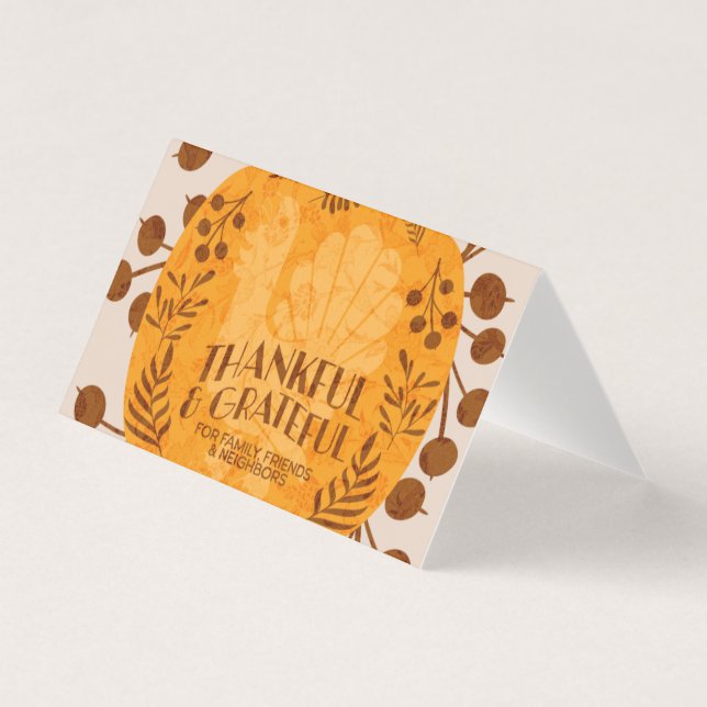 Graças à Turquia Pumpkin Tent Card (Frente)
