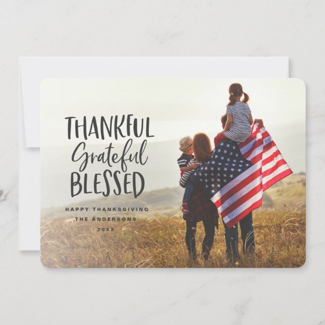 Graças, grato, abençoado, foto de Ação de Graças (Frente)