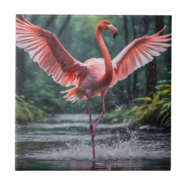 Grace em Voo: O Riverdance dos Flamingos Rosa (Frente)