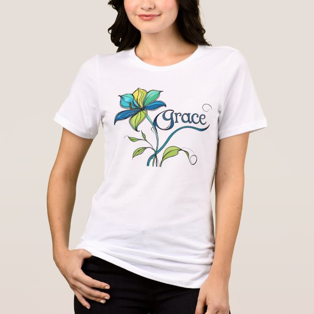 Grace in Bloom" – Inspirational Floral Art Tee (Frente)