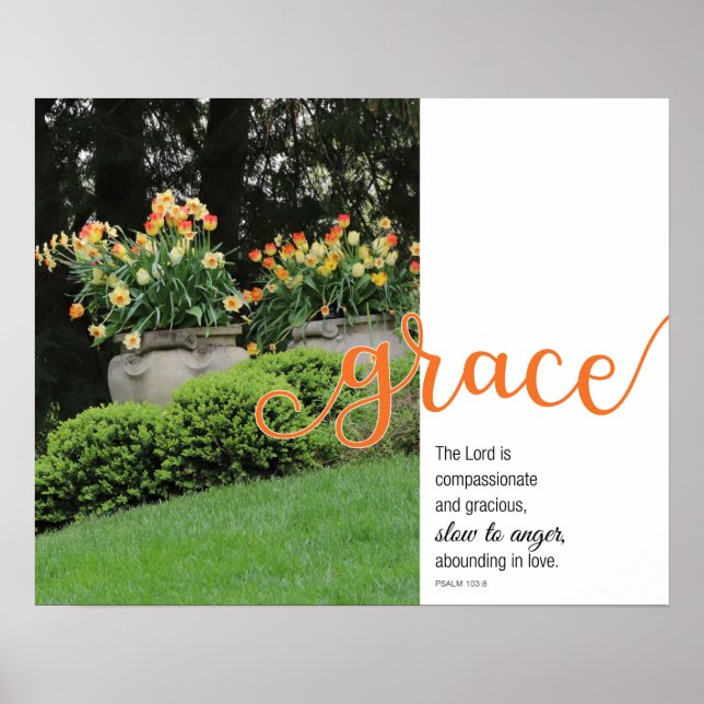 Grace Psalm 103:8 Primavera Floral Poster (Frente)