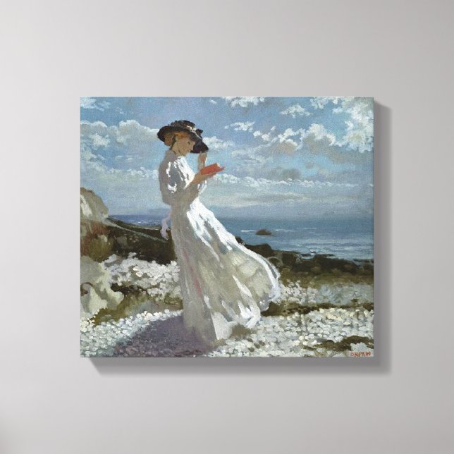 Grace Reading at Howth Bay Orpen Canvas Print (Frente)