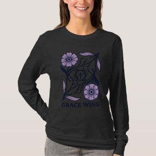 Grace Wins Floral Camiseta Cristã Vintage com Grav