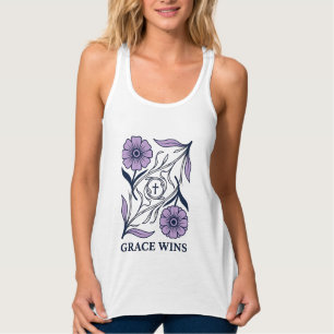 Grace Wins Floral Camiseta Cristã Vintage com Grav