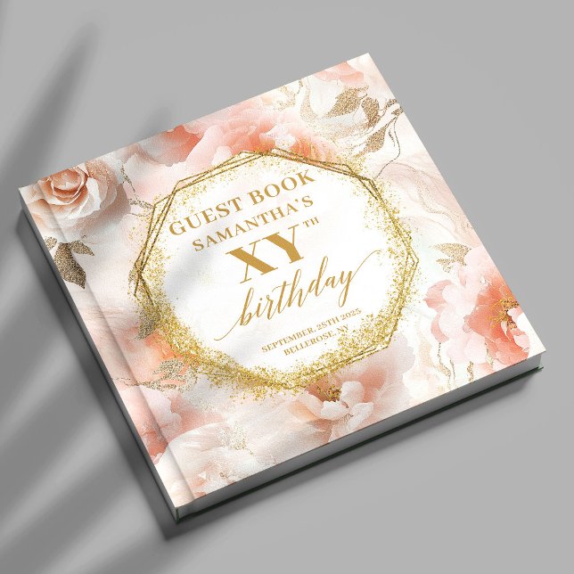 Graceful Dusty Pink Ivory Dourado Livro de Anivers (Graceful Dusty Pink Ivory Gold Birthday Guest Book

)