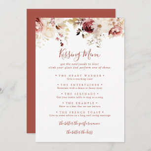 Graceful Floral Kissing Menu Card