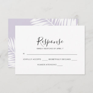 Graceful Palms Wedding Rsvp Card em Violet