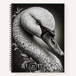 Graceful Swan - Black & White Art Spiral Notebook