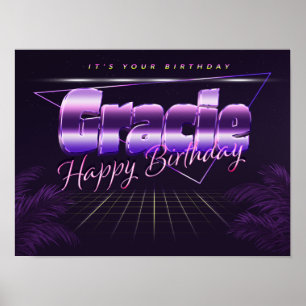 Gracie Name Vorname lila retro Poster Geburtstag