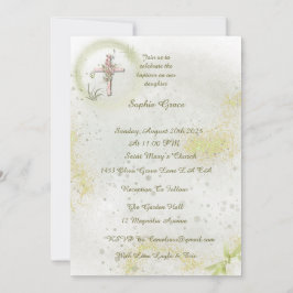 Gracioso com o convite para o batismo verde suave