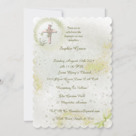 Gracioso com o convite para o batismo verde suave