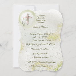 Gracioso com o convite para o batismo verde suave