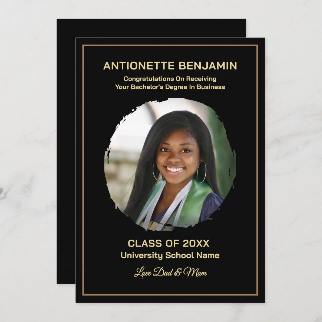 Grad Graduate Photo Graduation Card (Frente/Verso)