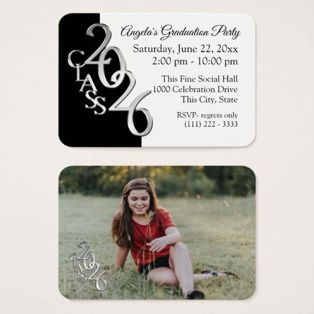 Grad Party Mini Pocket Photo Insert Card 2026 (Frente & Verso)