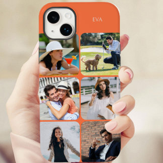 Grade de Fotos 6 Imagens Nome ou Iniciais Laranja