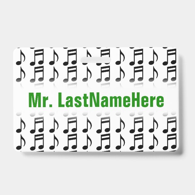 Grade de Notas Musicais + Crachá Personalizado com (Frente)