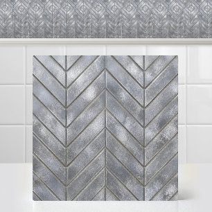 Grade Industrial Zinc Chevron Prateado Lavado com