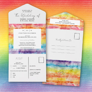 Gradiente de Aquarela Vibrante Arco-íris Casamento