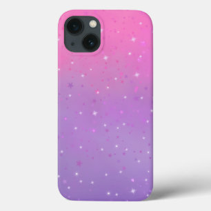 Gradiente de Ombre rosa e roxo com estrelas