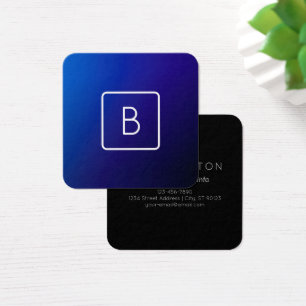 Gradiente e Monograma de Mão Azul Escuro Simples