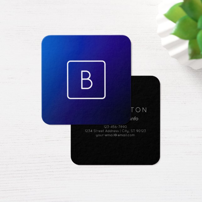 Gradiente e Monograma de Mão Azul Escuro Simples (Mesa)