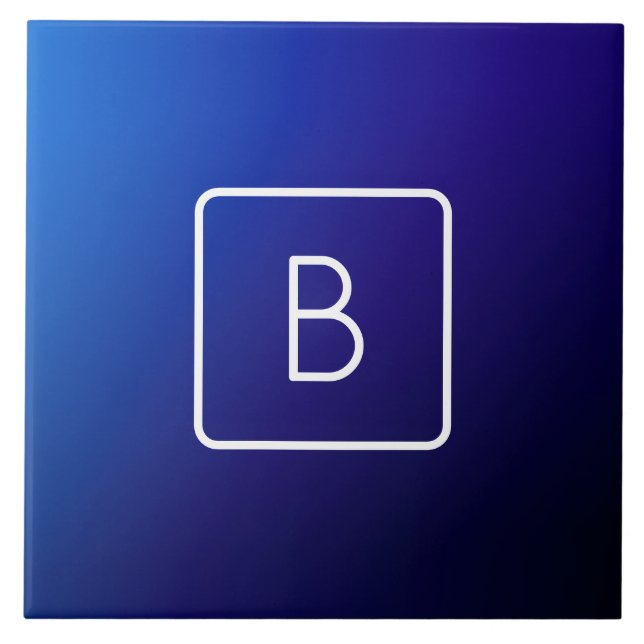 Gradiente e Monograma de Mão Azul Escuro Simples (Frente)