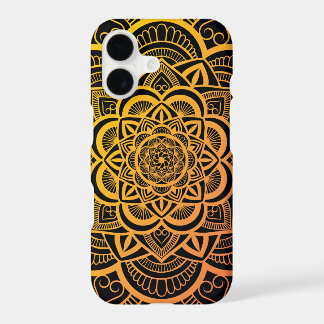 Gradiente Laranja Dourado Mandala Geométrico