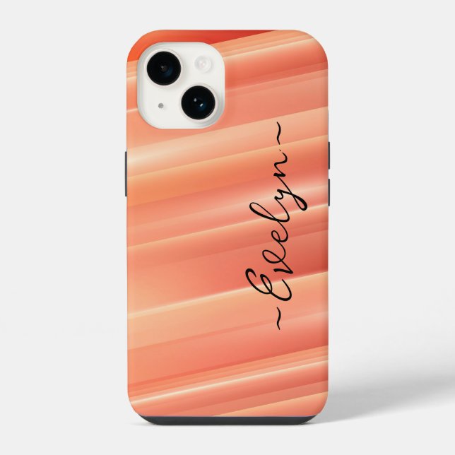 Gradiente laranja linhas dinâmicas Nome Elegante (Verso)