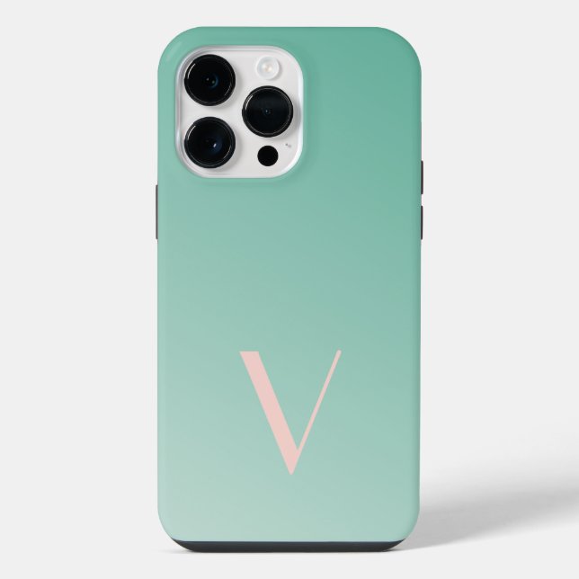 Gradiente Mínimo Personalizado Verde Água Monogram (Verso)