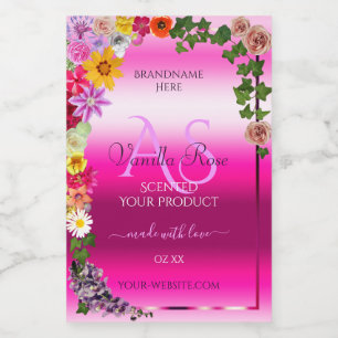 Gradiente Rosa com Etiquetas de Produto Floral com