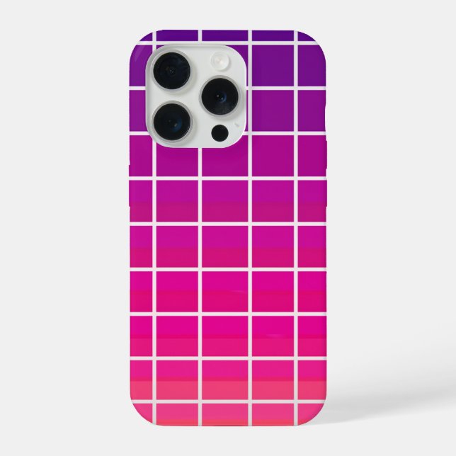 Gradiente Rosa Roxo Padrão de Grade Geométrica (Verso)