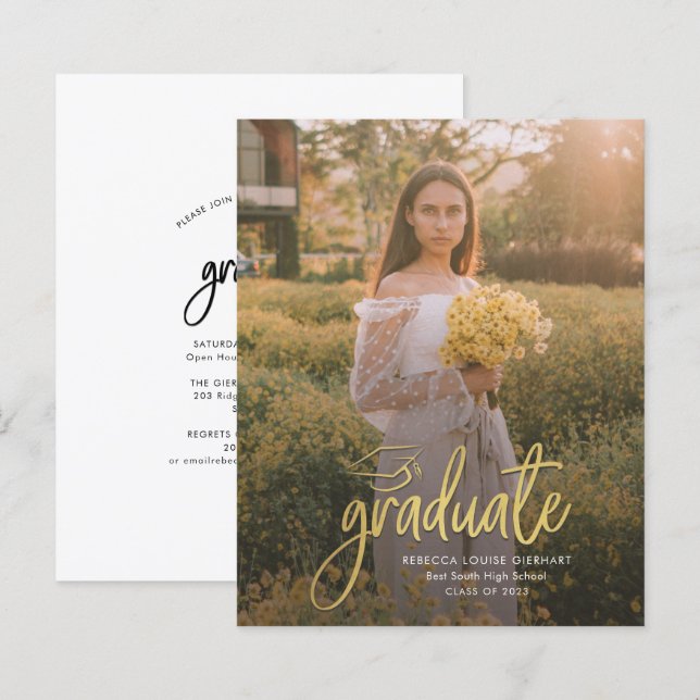 Graduação 2023 Foto Formando Convite Aberto à Casa (Frente/Verso)