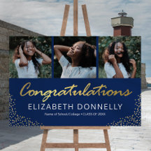 Graduação 3 Foto Azul Dourado